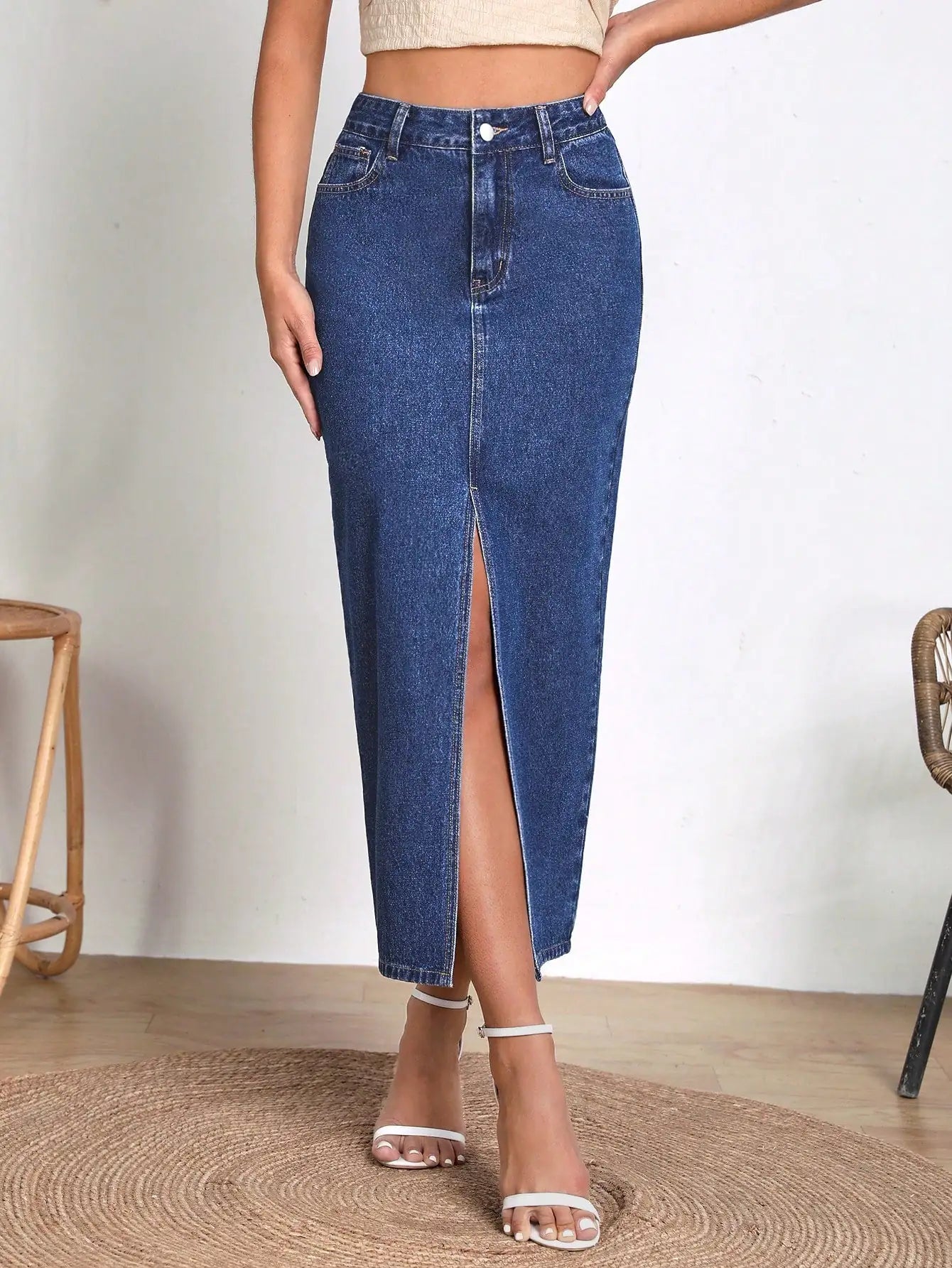 Wusu™ Split Thigh Denim Skirt