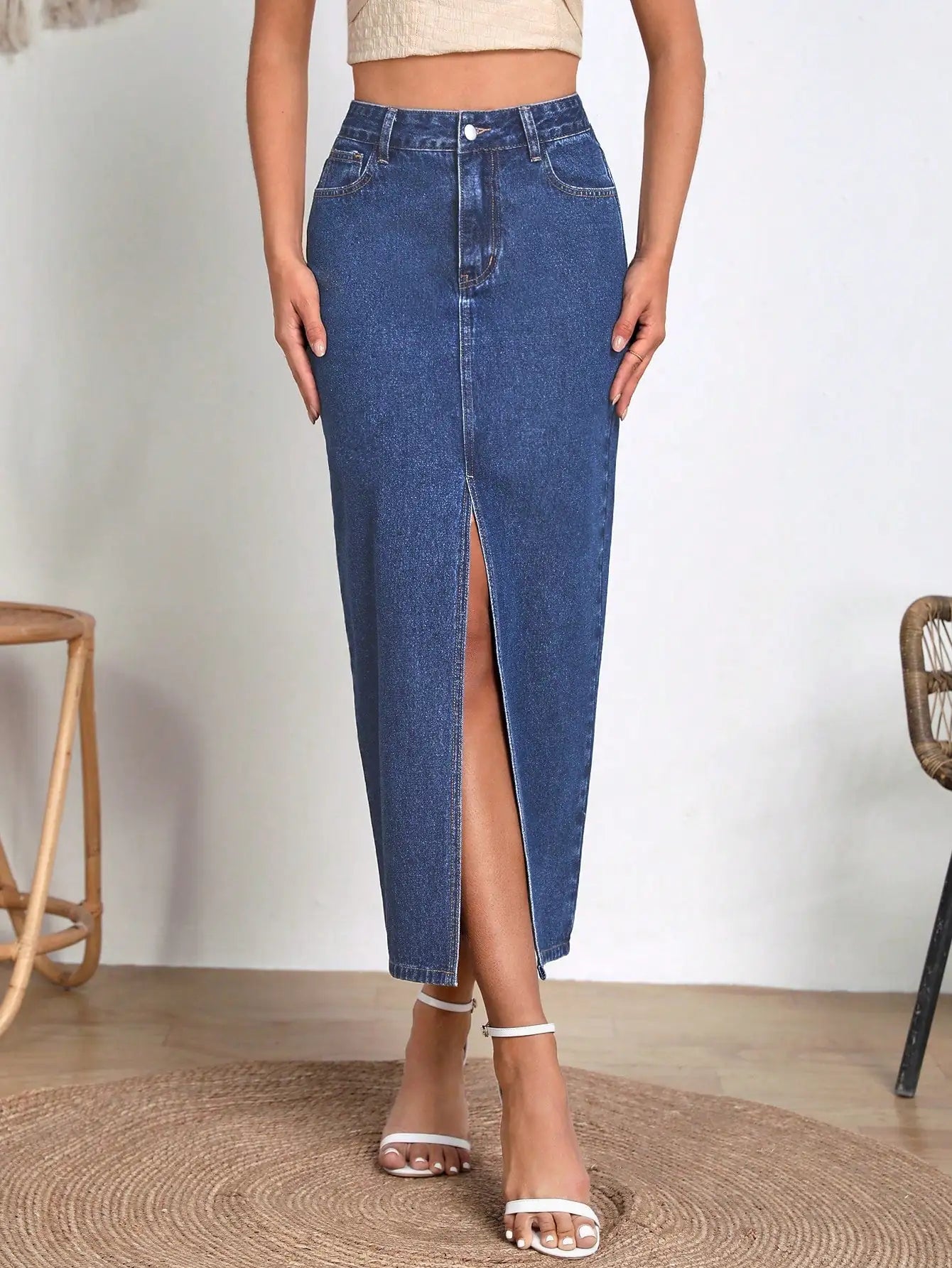 Wusu™ Split Thigh Denim Skirt