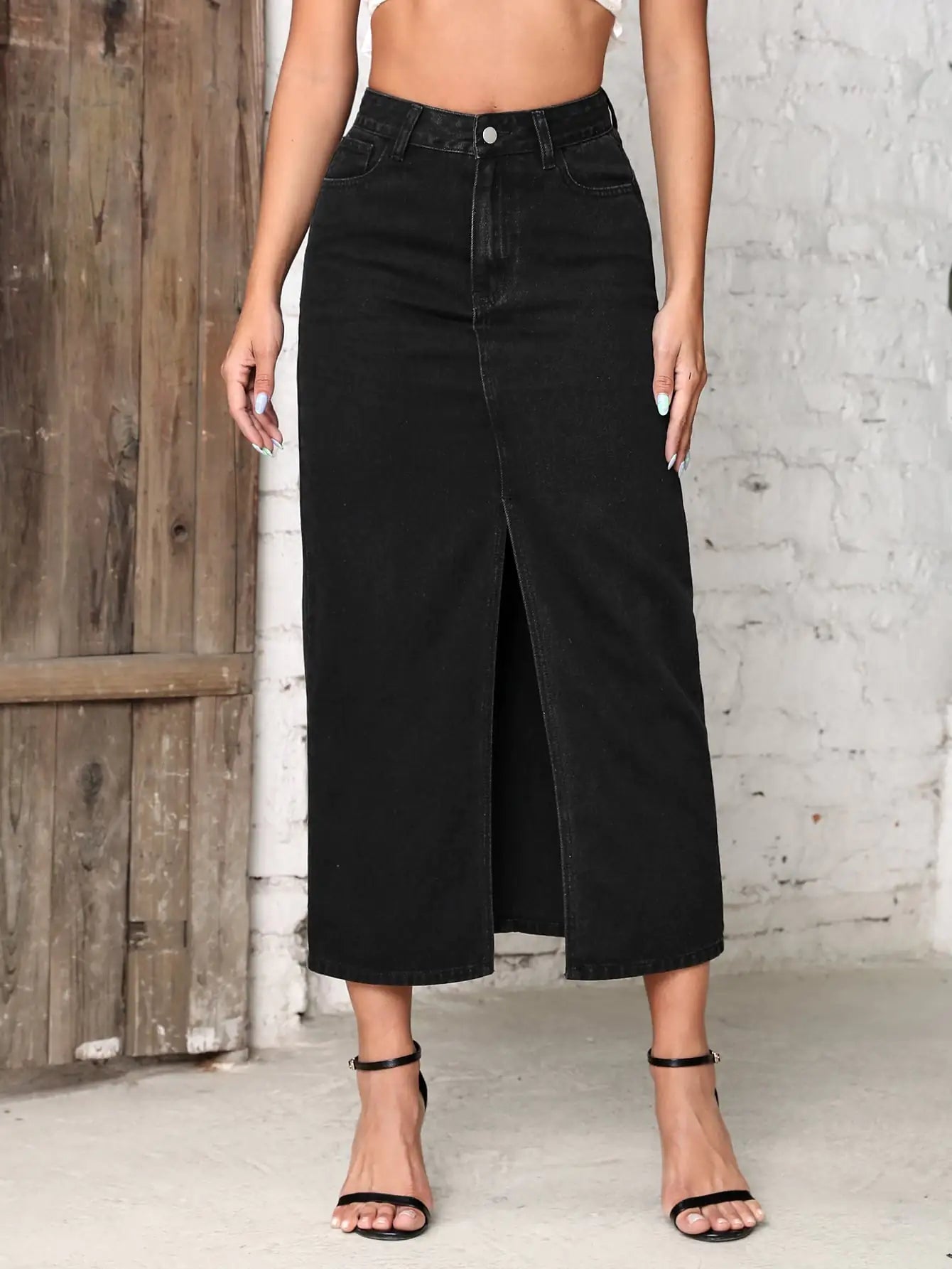Wusu™ Split Thigh Denim Skirt
