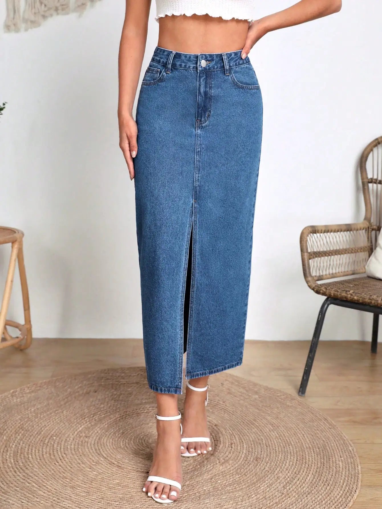 Wusu™ Split Thigh Denim Skirt