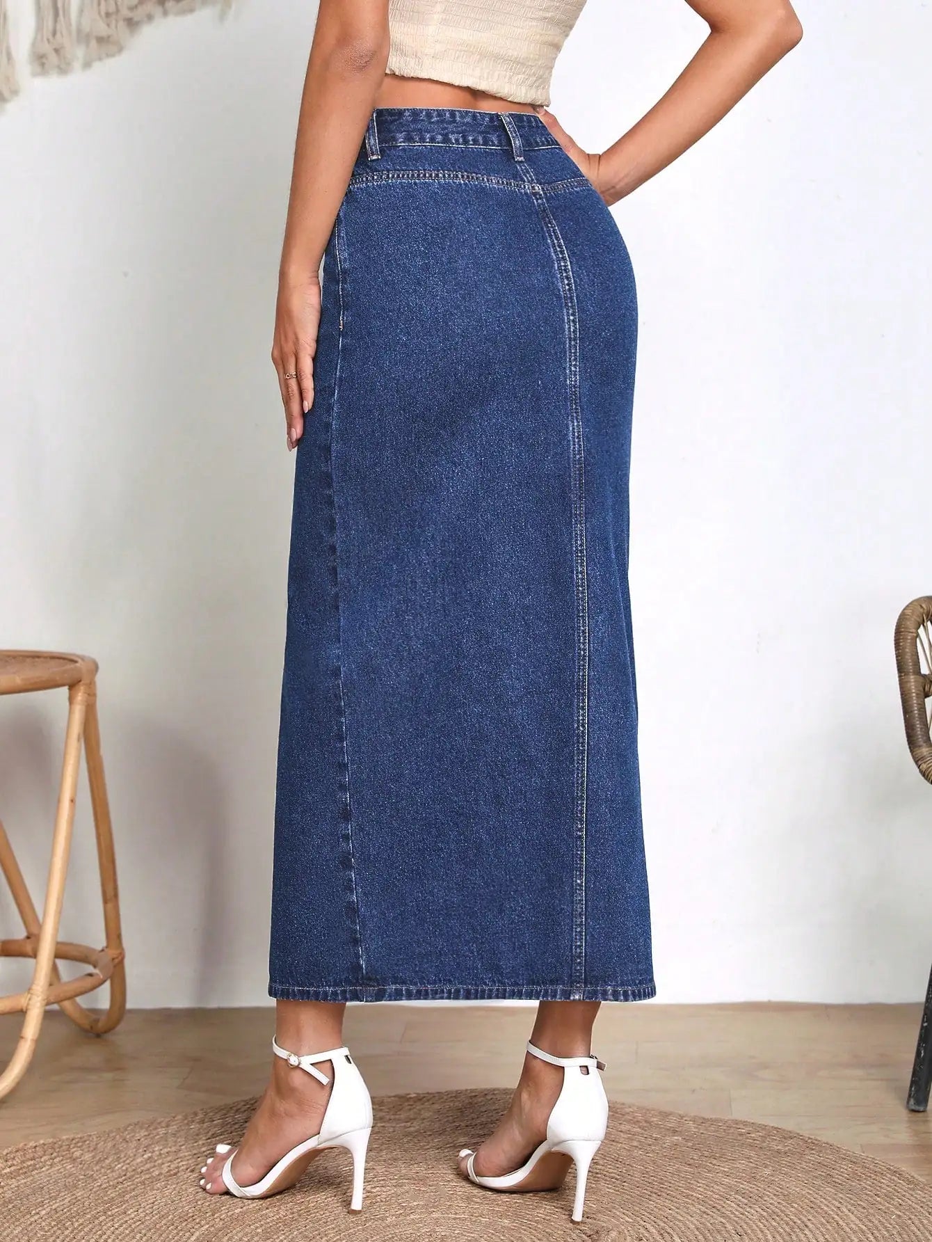 Wusu™ Split Thigh Denim Skirt