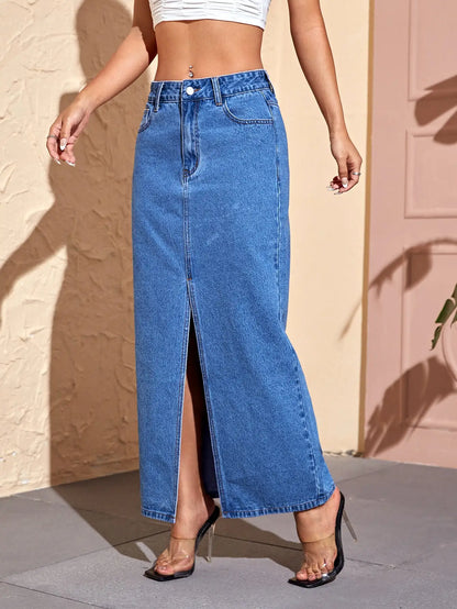 Wusu™ Split Thigh Denim Skirt