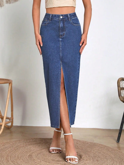 Wusu™ Split Thigh Denim Skirt