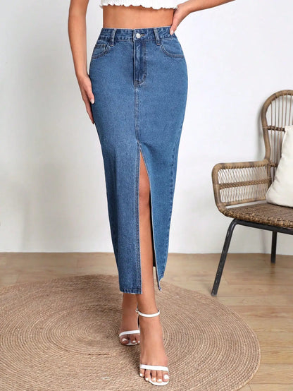 Wusu™ Split Thigh Denim Skirt