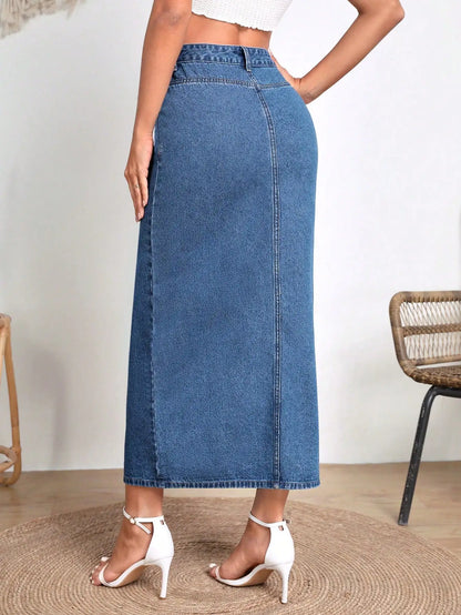 Wusu™ Split Thigh Denim Skirt