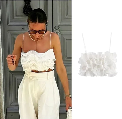 Wusu™ Amazing Sleeveless Ruffle Crop Top